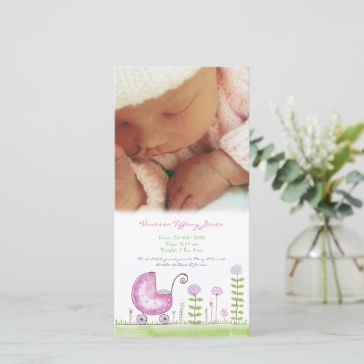 Faire-part de naissance bébé sur mesure fait Carte (Debout devant)