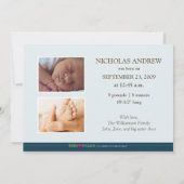 Faire-part de naissance bébé tout simplement éléga (Dos)