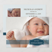 Faire-part de naissance bébé tout simplement éléga (Devant / Derrière)