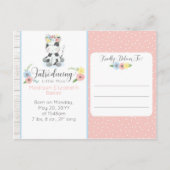 Faire-part de naissance bébé vache rustique floral (Devant)