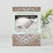 Faire-part de naissance bébé vert classique (Debout devant)