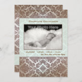 Faire-part de naissance bébé vert classique (Devant / Derrière)