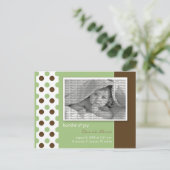 Faire-part de naissance bébé  vert Pois (Debout devant)