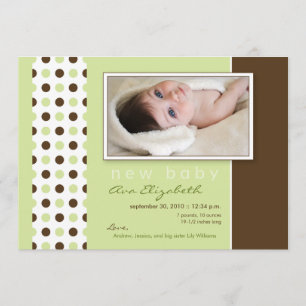 Faire-part de naissance bébé vert Pois