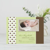 Faire-part de naissance bébé  vert Pois (Debout devant)