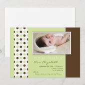 Faire-part de naissance bébé  vert Pois (Devant / Derrière)