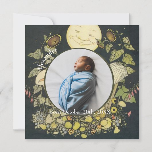 Faire-part de naissance bébé vintage (Dos)