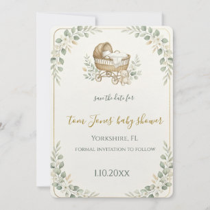 Faire-part de Naissance Berceau Vert Sauge