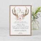 Faire-part de naissance biche rustique pour bébé (Debout devant)