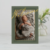 Faire-part de naissance « Bienvenue » à l'écriture (Debout devant)