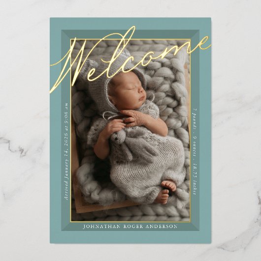 Faire-part de naissance 'Bienvenue' à l'écriture m (Recto)