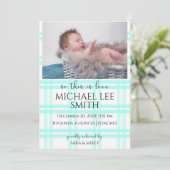 Faire-part de naissance bleu (Debout devant)