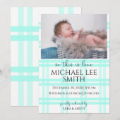 Faire-part de naissance bleu (Devant / Derrière)