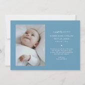 Faire-part de naissance bleu denim Merci Script (Dos)