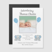 Faire-part de naissance bleu éléphants ballon pour (Devant / Derrière)