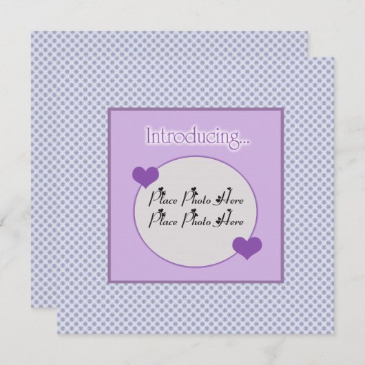 Faire-part de naissance bleu pourpre personnalisab (Devant / Derrière)