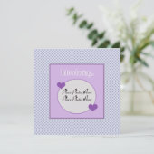 Faire-part de naissance bleu pourpre personnalisab (Debout devant)