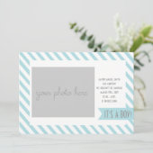 Faire-part de naissance Bleu rayé (Debout devant)