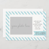 Faire-part de naissance Bleu rayé (Devant / Derrière)