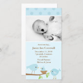 Faire-part de naissance Blue Birds (Devant / Derrière)