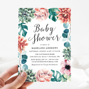 Faire-part de naissance Bohème aquarelle Succulent