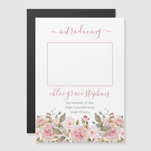 Faire-part de naissance - Boho Floral Baby Girl Ph (Devant / Derrière)