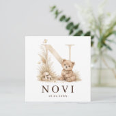 Faire-part de naissance Bois Neutre Bière Monogram (Debout devant)