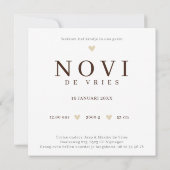 Faire-part de naissance Bois Neutre Bière Monogram (Dos)