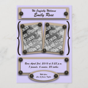 Faire-part de naissance Boutons et supports lavand