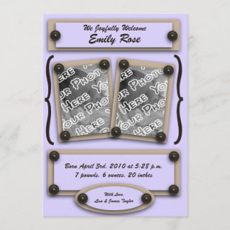Faire-part de naissance Boutons et supports lavand