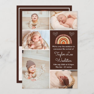 Faire-part de naissance Brown Boho Rainbow