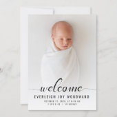 Faire-part de naissance calligraphié noir et blanc (Devant)