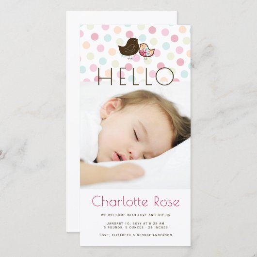 Faire-part de naissance Candy Damask Chicks (Devant / Derrière)