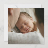 Faire-part de naissance carré jaune moutarde avec (Dos)
