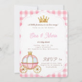 Faire-part de Naissance Carrosse Princesse Gingham (Devant)