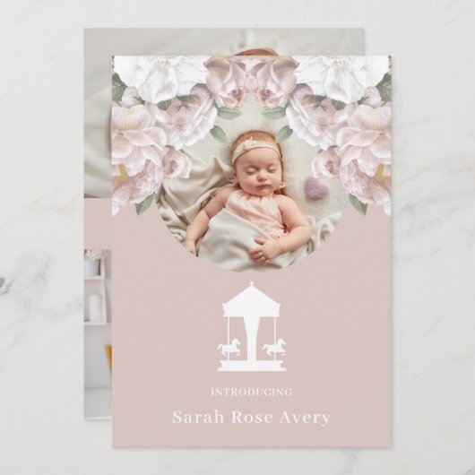 Faire-part de naissance carrousel (Devant / Derrière)