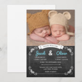 Faire-part de naissance/carte de remerciements jum (Devant / Derrière)