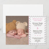 faire-part de naissance/carte de remerciements jum (Devant / Derrière)