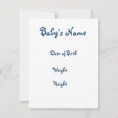 FAIRE-PART DE NAISSANCE ! C'est un garçon ! (Dos)