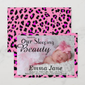 Faire-part de naissance Cheetah Sleeping Beauty 3x (Devant / Derrière)