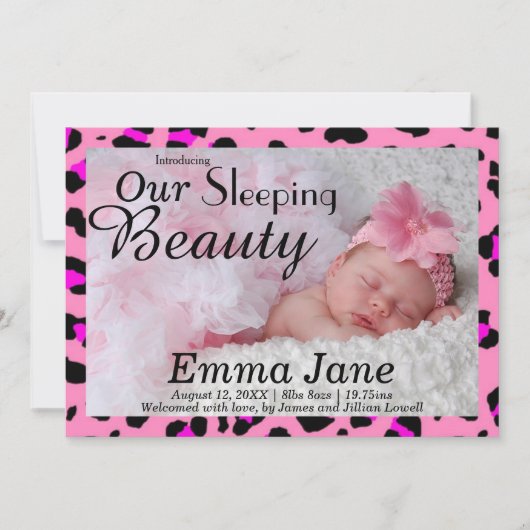 Faire-part de naissance Cheetah Sleeping Beauty Pr (Devant)