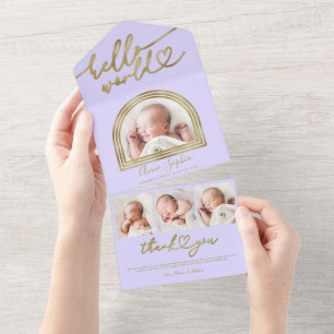 Faire-part de naissance Chic Arch Frame Hello Worl
