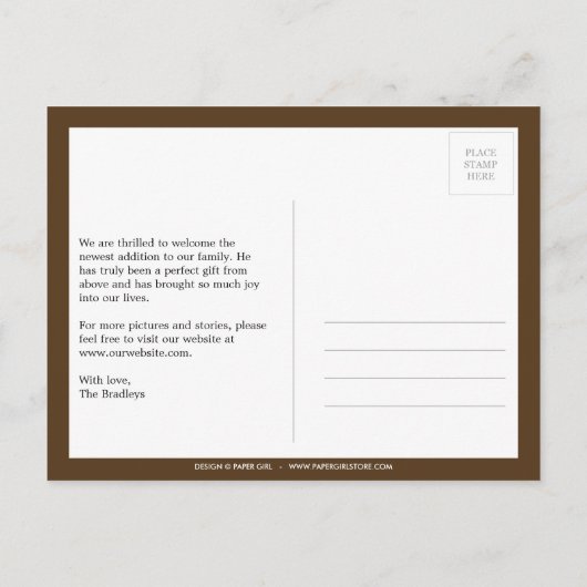 Faire-part de naissance chic Argyle pour bébé garç (Dos)