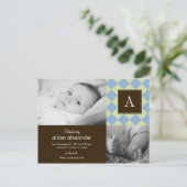 Faire-part de naissance chic Argyle pour bébé garç (Debout devant)