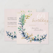 Faire-part de naissance chic avec couronne botaniq (Devant / Derrière)