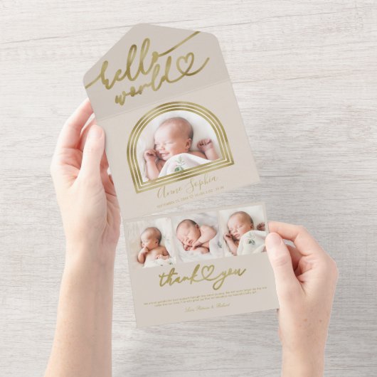Faire-part de naissance Chic Cadre Arch Hello Worl (Déchirure)