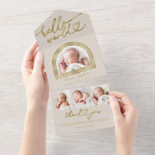 Faire-part de naissance Chic Cadre Arch Hello Worl