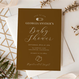 Faire-part de naissance chic marron chocolat