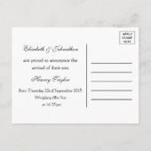 Faire-part de naissance chic noir et blanc (Dos)