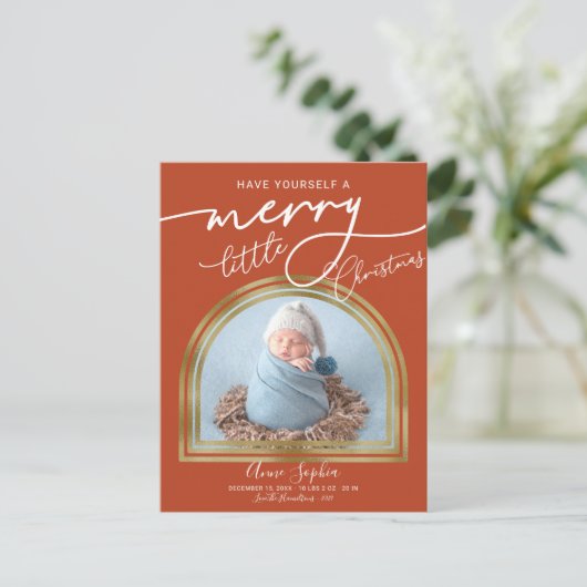 Faire-part de naissance Chic Script Arch Frame (Debout devant)
